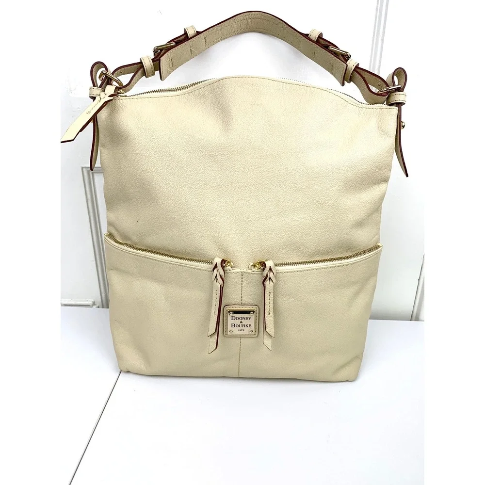 Dooney & Bourke DILLEN Cream Pebbled Leather Shoulder Bag with Dust Bag EUC